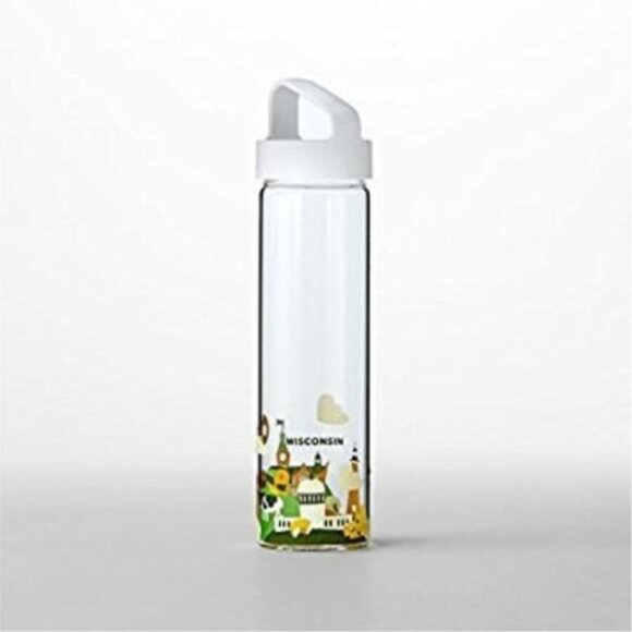 Starbucks You Are Here Collection Wisconsin Glass Water Bottle 18.5 Fl Oz  New - Picture 11 of 11